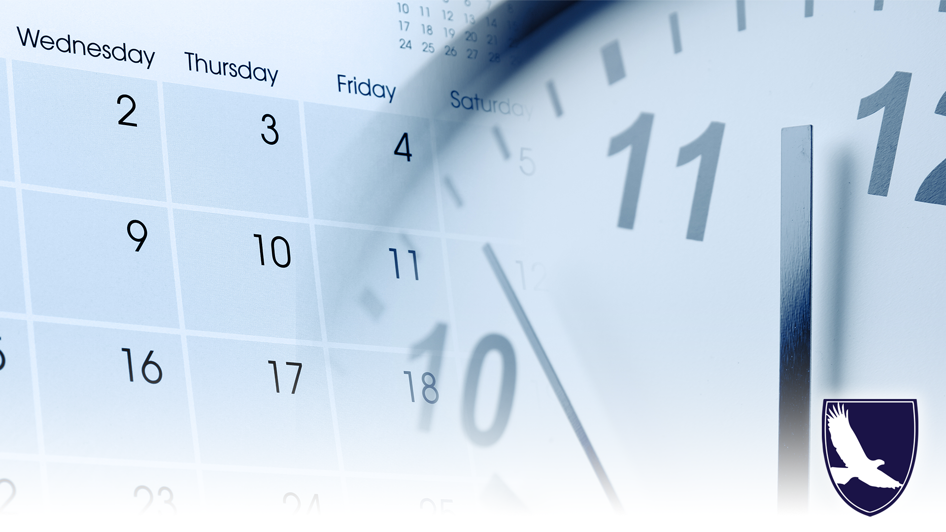 Calendar superimposed with analog clock